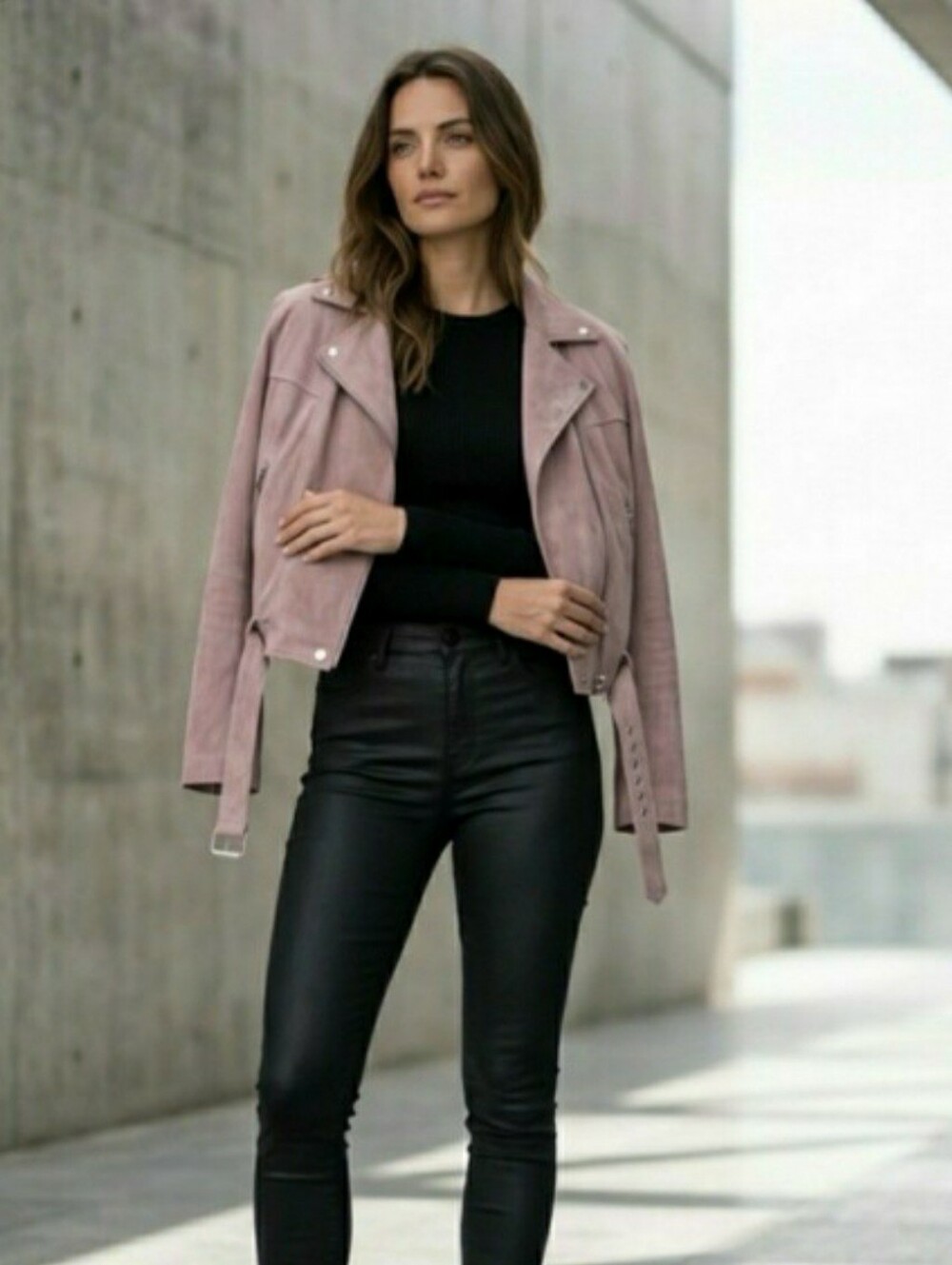 PINK LILY FAUX SUEDE MOTO JACKET